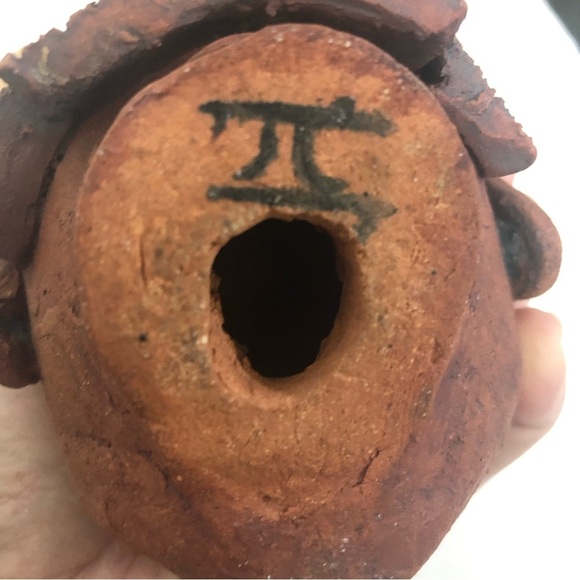 Handcrafted Terracotta Tribal Mask Aztec Clay Head Heavy Sculpture 6x4” Hollow - Picture 6 of 6